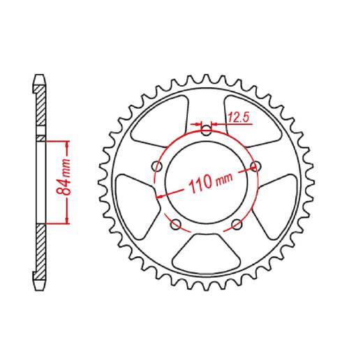 MTX 1225 STEEL REAR SPROCKET 520 PITCH 41-TEETH - 11-1225-41