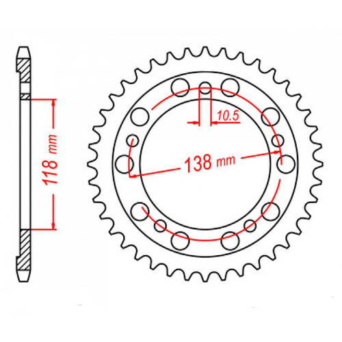 MTX 1314 STEEL REAR SPROCKET 525 PITCH 39-TEETH - 11-MV4-39