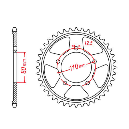 MTX 1331 STEEL REAR SPROCKET 525 PITCH 42-TEETH - 11-1331-42