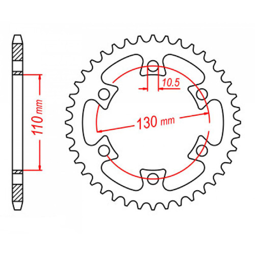 MTX 1421 STEEL REAR SPROCKET 530 PITCH 40-TEETH - 11-421-40