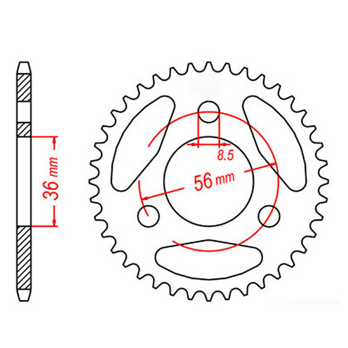 MTX 1780 STEEL REAR SPROCKET 420 PITCH 28-TEETH - 11-044-28