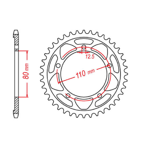MTX 2012 STEEL REAR SPROCKET 520 PITCH 42-TEETH - 11-2012-42