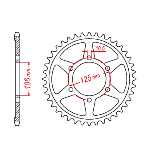 MTX 2020 STEEL REAR SPROCKET 520 PITCH 41-TEETH - 11-2020-41