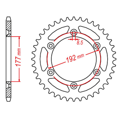 MTX 223 STEEL REAR SPROCKET 520 PITCH 48-TEETH - 11-HSQ1-48