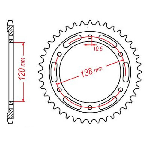 MTX 1220 STEEL REAR SPROCKET 520 PITCH 36-TEETH - 11-KYJ-36