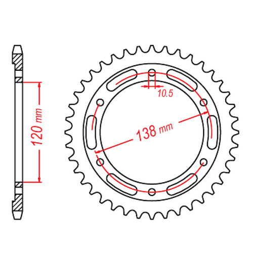 MTX 1220 STEEL REAR SPROCKET 520 PITCH 40-TEETH - 11-KYJ-40