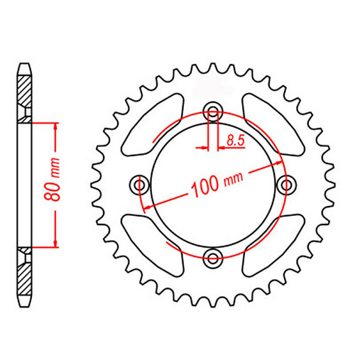 MTX 1214 STEEL REAR SPROCKET 420 PITCH 46-TEETH - 11-GC4-46
