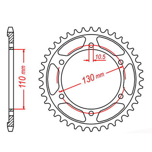 MTX 479 STEEL REAR SPROCKET 530 PITCH 43-TEETH - 11-198-43