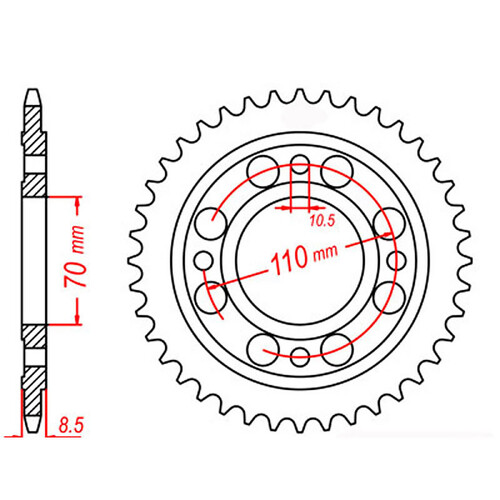 MTX 247 STEEL REAR SPROCKET 520 PITCH 36-TEETH - 11-443-36