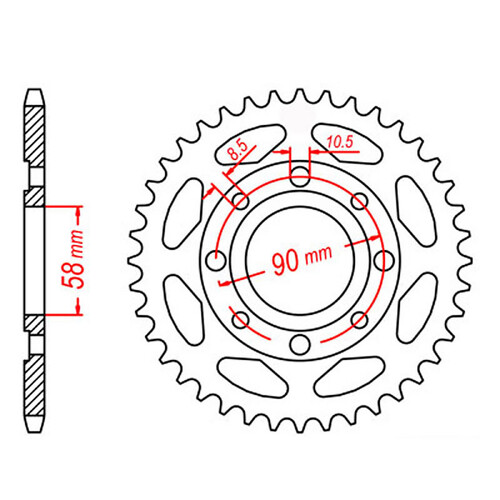 MTX 269 STEEL REAR SPROCKET 428 PITCH 56-TEETH - 11-437-56
