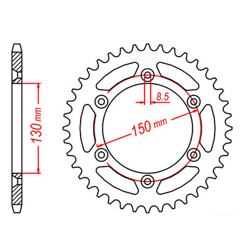 MTX 245/2 STEEL REAR SPROCKET 520 PITCH 47-TEETH - 11-428-47