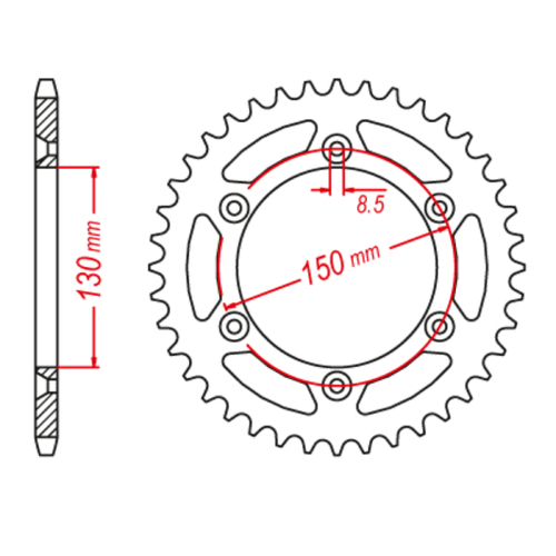 MTX 251 HORNET LIGHTWEIGHT STEEL REAR SPROCKET 520 PITCH 48-TEETH - 11H-428-48