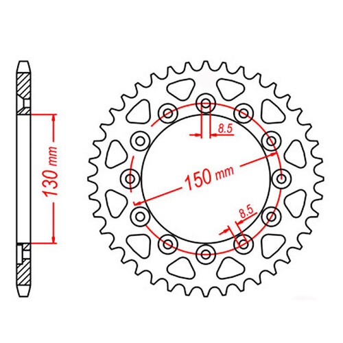 MTX 245/2 STEEL REAR SPROCKET 520 PITCH 48-TEETH - 11-428-48