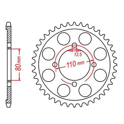 MTX 284 STEEL REAR SPROCKET 530 PITCH 45-TEETH - 11-300-45