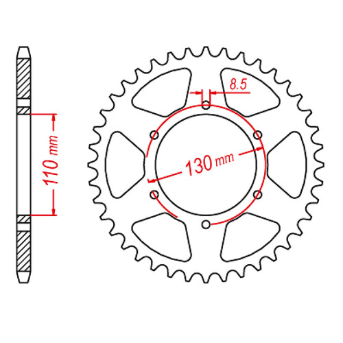 MTX 1977 STEEL REAR SPROCKET 520 PITCH 48-TEETH - 11-329-48
