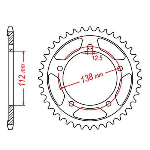 MTX 302 STEEL REAR SPROCKET 530 PITCH 42-TEETH - 11-MW0-42