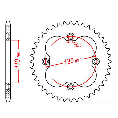 MTX 1350 STEEL REAR SPROCKET 520 PITCH 38-TEETH - 11-HA2-38