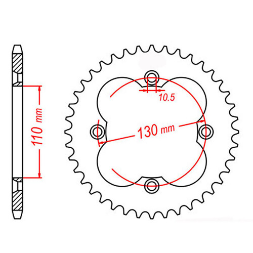 MTX 1350 STEEL REAR SPROCKET 520 PITCH 39-TEETH - 11-HA2-39