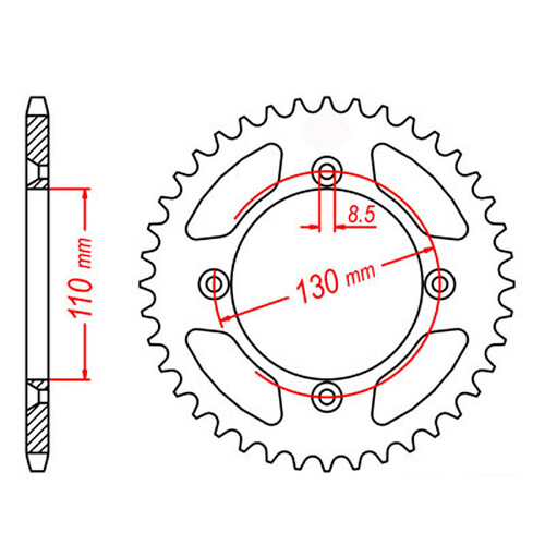 MTX 215 STEEL REAR SPROCKET 420 PITCH 48-TEETH - 11-4GC-48