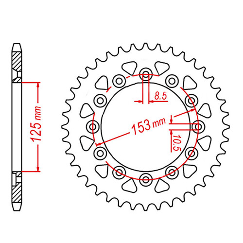 MTX 210/301 STEEL REAR SPROCKET 520 PITCH 42-TEETH - 11-KAE2-42