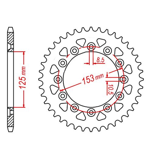 MTX 210/301 STEEL REAR SPROCKET 520 PITCH 50-TEETH - 11-KAE2-50