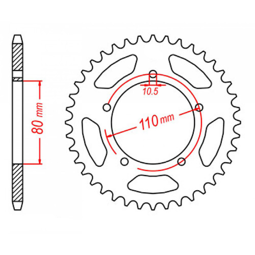 MTX 1075 STEEL REAR SPROCKET 520 PITCH 38-TEETH - 11-KCR-38