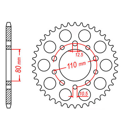 MTX 1332 STEEL REAR SPROCKET 525 PITCH 40-TEETH - 11-MW3-40