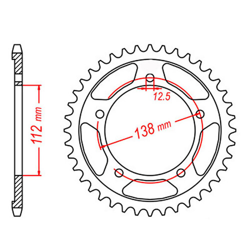 MTX 1304 STEEL REAR SPROCKET 525 PITCH 42-TEETH - 11-MAS-42