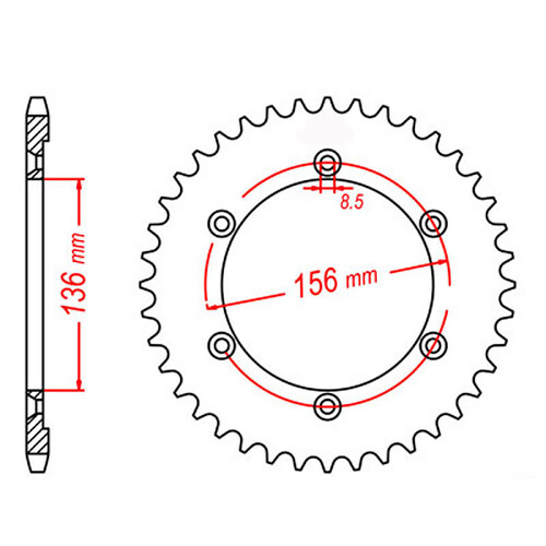 MTX 1791 STEEL REAR SPROCKET 525 PITCH 48-TEETH - 11-32E-48