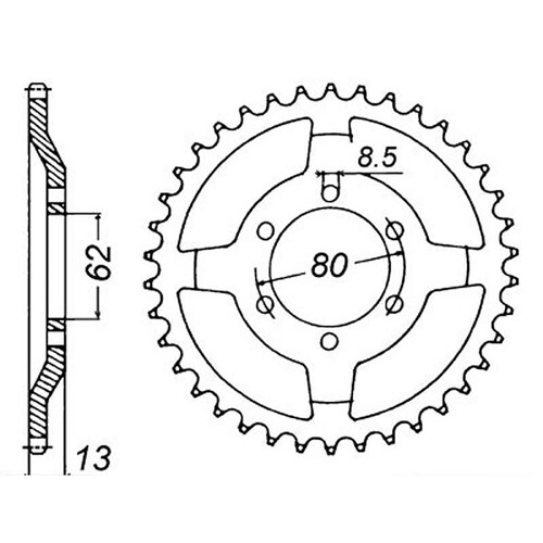 MTX 1869 STEEL REAR SPROCKET 428 PITCH 45-TEETH - 11-1KH-45