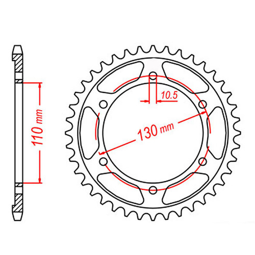 MTX 1876 STEEL REAR SPROCKET 525 PITCH 45-TEETH - 11-876-45