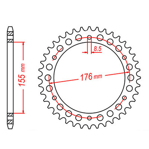 MTX 2011 STEEL REAR SPROCKET 530 PITCH 46-TEETH - 11-TR2-46