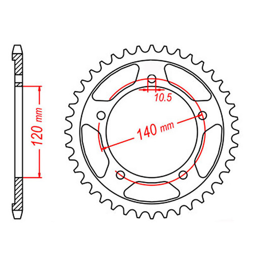 MTX 1792 STEEL REAR SPROCKET 525 PITCH 45-TEETH - 11-35F-45