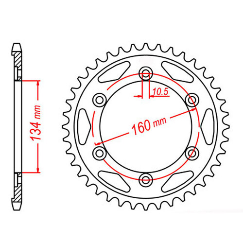 MTX 1306 STEEL REAR SPROCKET 530 PITCH 42-TEETH - 11-MCJ-42
