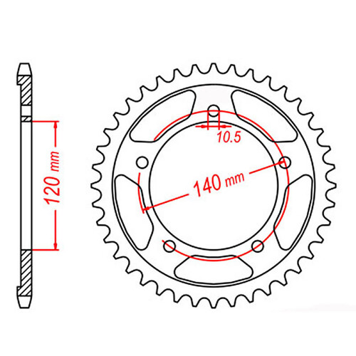 MTX 1800 STEEL REAR SPROCKET 530 PITCH 42-TEETH - 11-41F-42