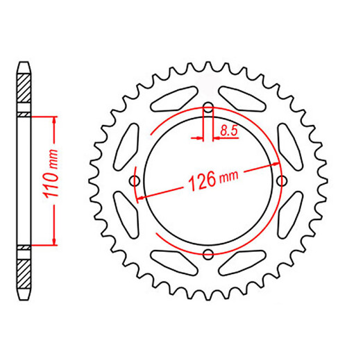 MTX 1465 STEEL REAR SPROCKET 420 PITCH 45-TEETH - 11-455-45