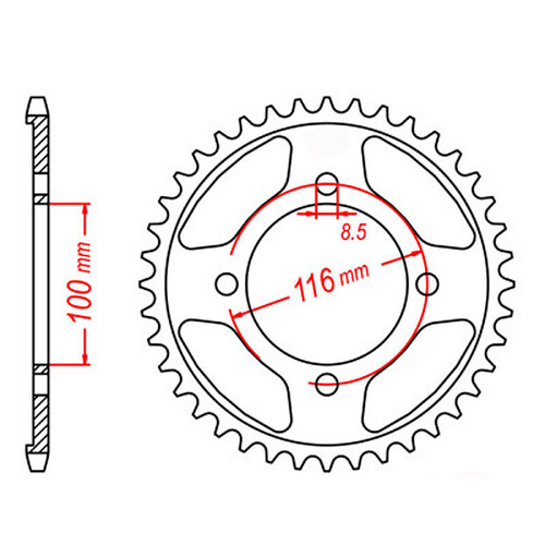 MTX 462 STEEL REAR SPROCKET 428 PITCH 50-TEETH - 11-462-50