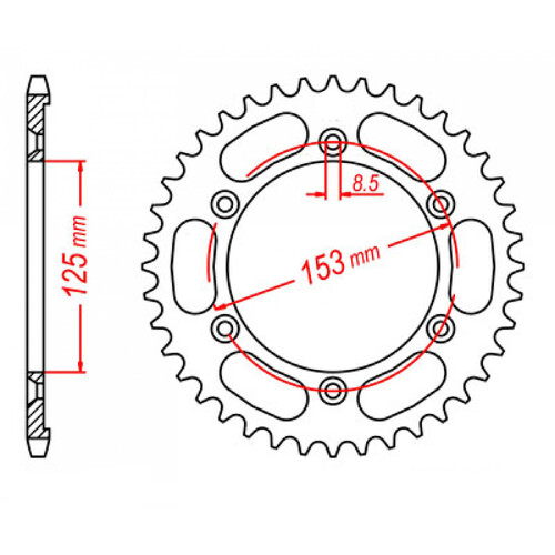 MTX 1258 STEEL REAR SPROCKET 428 PITCH 51-TEETH - 11-KRH-51