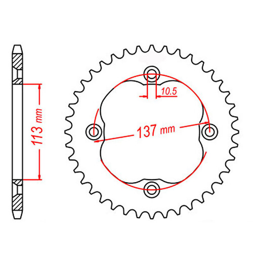 MTX 1760 STEEL REAR SPROCKET 520 PITCH 36-TEETH - 11-1760-36