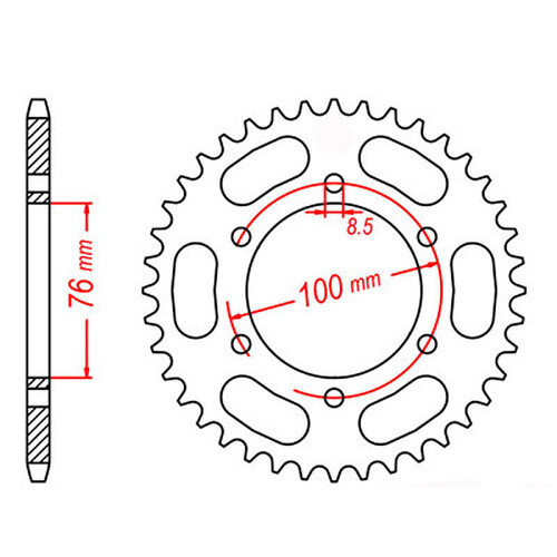 MTX 1844 STEEL REAR SPROCKET 428 PITCH 47-TEETH - 11-844-47