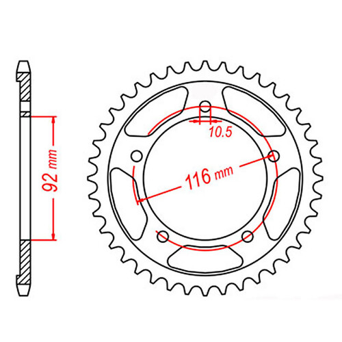 MTX 1493 STEEL REAR SPROCKET 530 PITCH 42-TEETH - 11-493-42