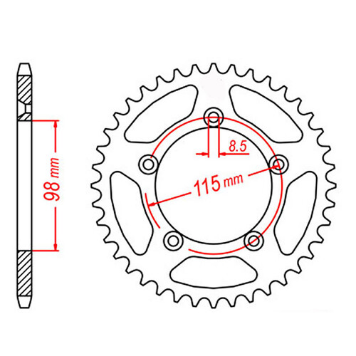 MTX 894 STEEL REAR SPROCKET 420 PITCH 48-TEETH - 11-KMX-48