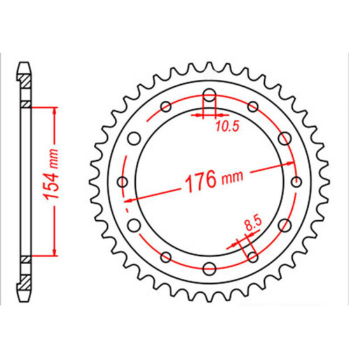 MTX 1340 STEEL REAR SPROCKET 530 PITCH 44-TEETH - 11-MT4-44