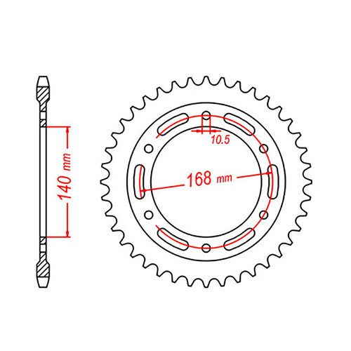 MTX 003 STEEL REAR SPROCKET 10.5MM 525 PITCH 47-TEETH - 11-BM6-47