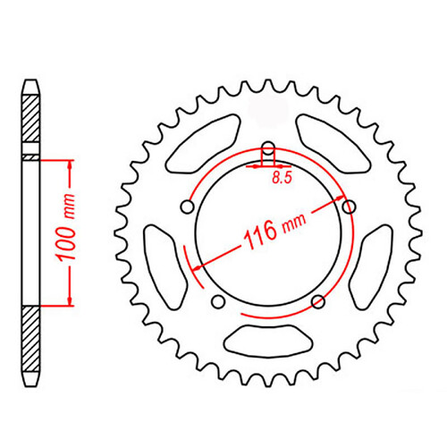 MTX 464 STEEL REAR SPROCKET 420 PITCH 49-TEETH - 11-121-49