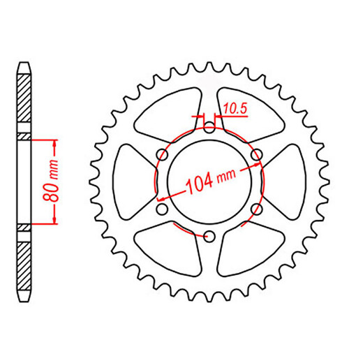 MTX 478 STEEL REAR SPROCKET 520 PITCH 43-TEETH - 11-163-43