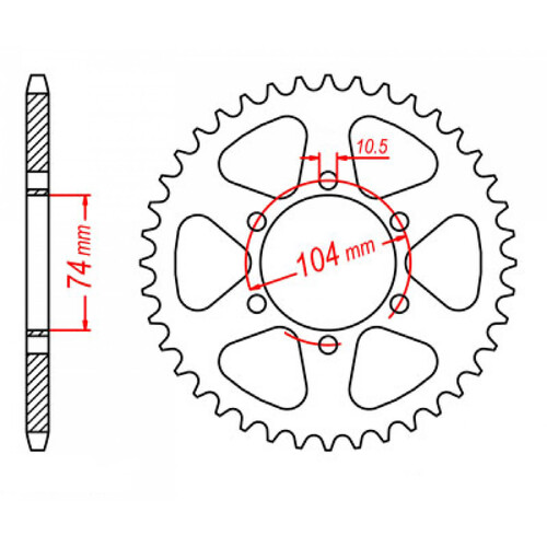 MTX 481 STEEL REAR SPROCKET 530 PITCH 42-TEETH - 11-165-42