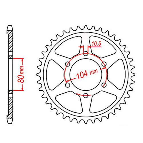 MTX 488 STEEL REAR SPROCKET 530 PITCH 40-TEETH - 11-054-40