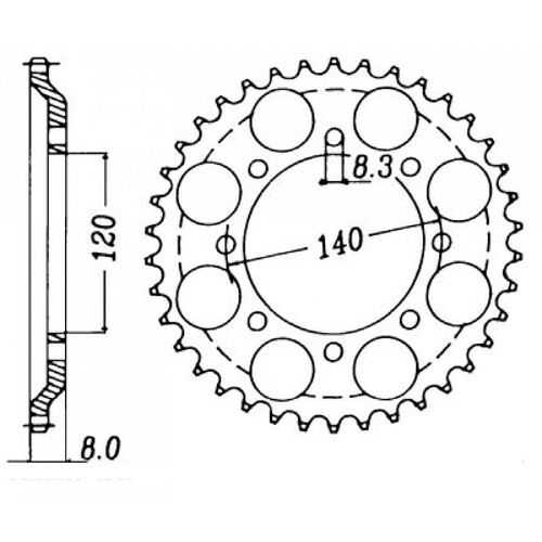 MTX 477 STEEL REAR SPROCKET 520 PITCH 45-TEETH - 11-185-45