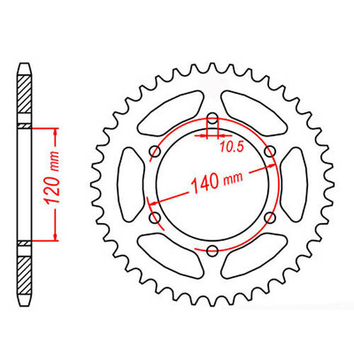 MTX 498 STEEL REAR SPROCKET 525 PITCH 40-TEETH - 11-ZXR-40